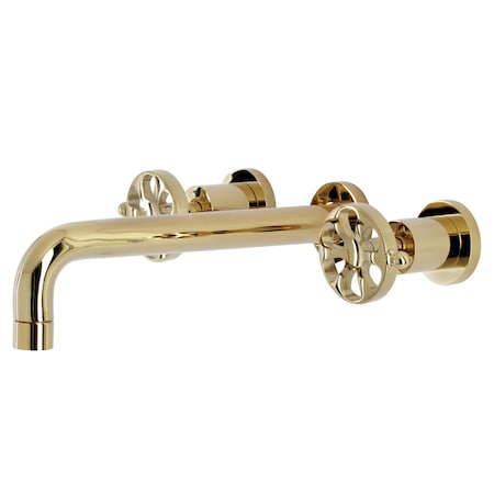 Kingston Brass KS8022RX Two-Handle Wall Mount Tub Faucet, Polished Brass KS8022RX